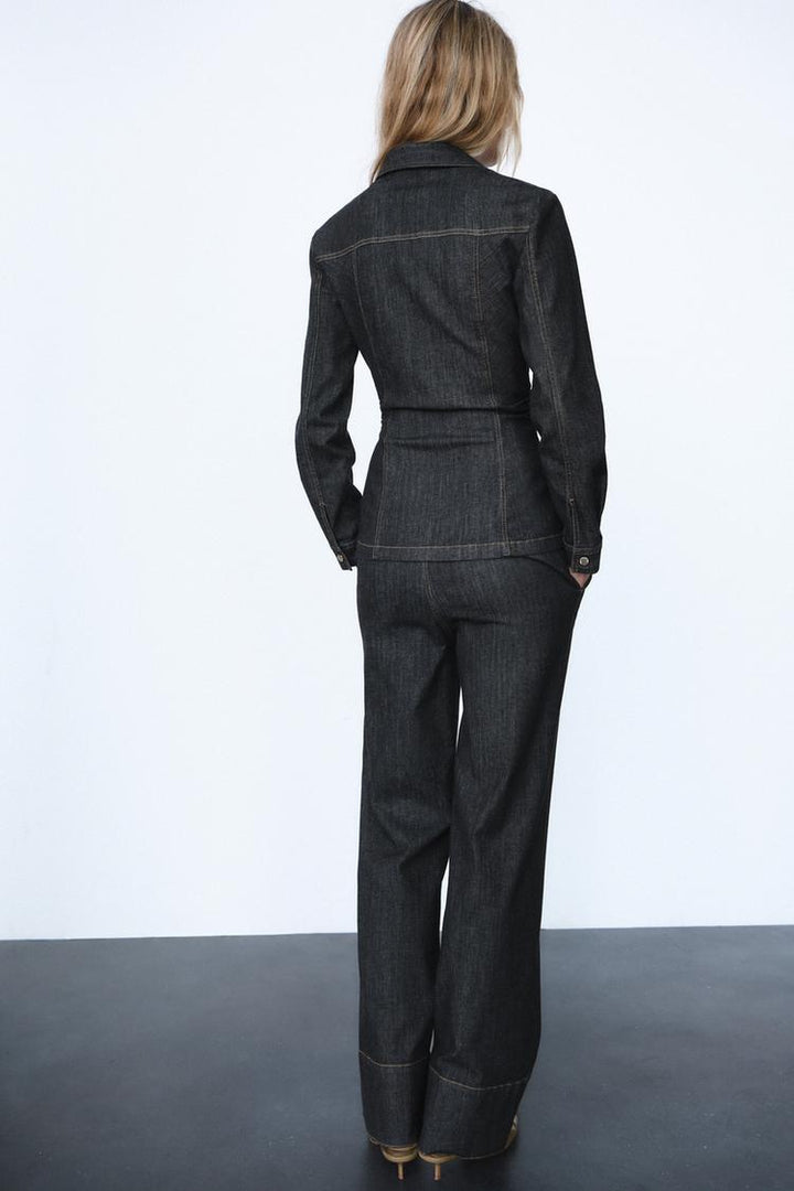 Ensemble Sascha Denim | Ensemble pour femmes avec un top ajusté et un pantalon assorti