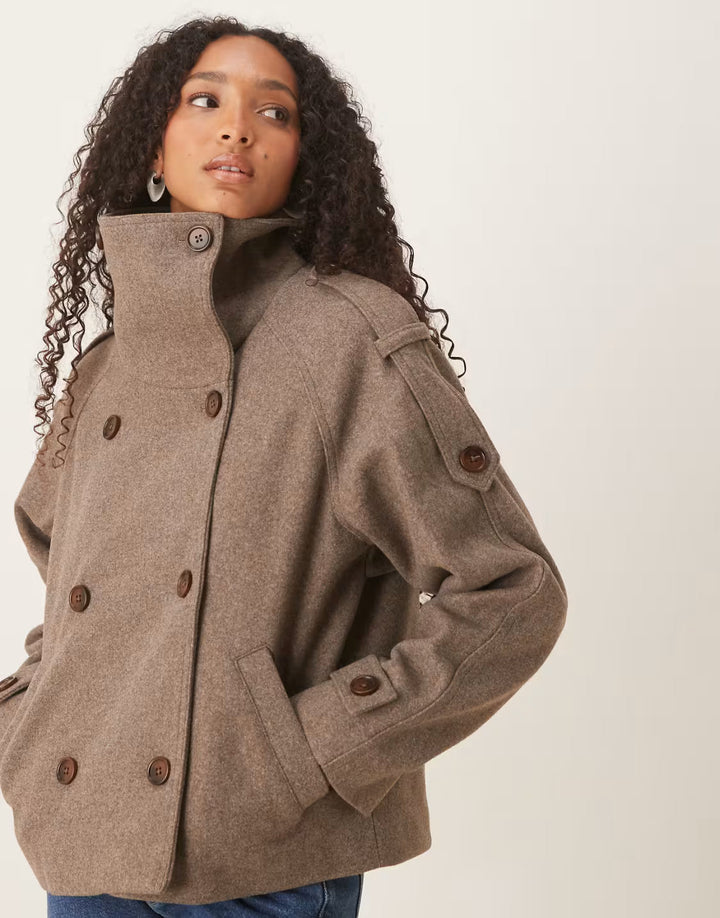 Arielle | Manteau Caban Chic en Laine pour l’Automne
