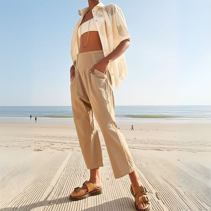 Nora | Pantalon Large Weekender Décontracté Chic