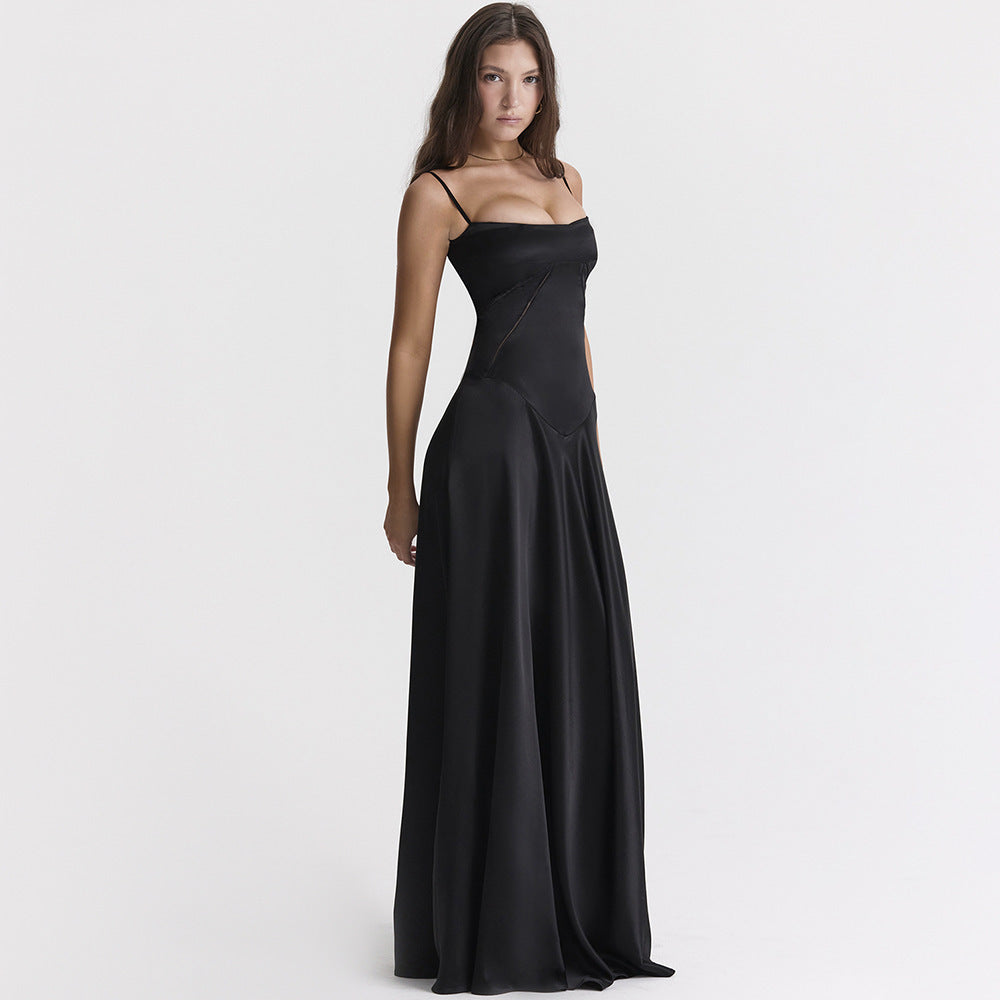 Olivia | Robe maxi en satin élégante avec lien dans le dos