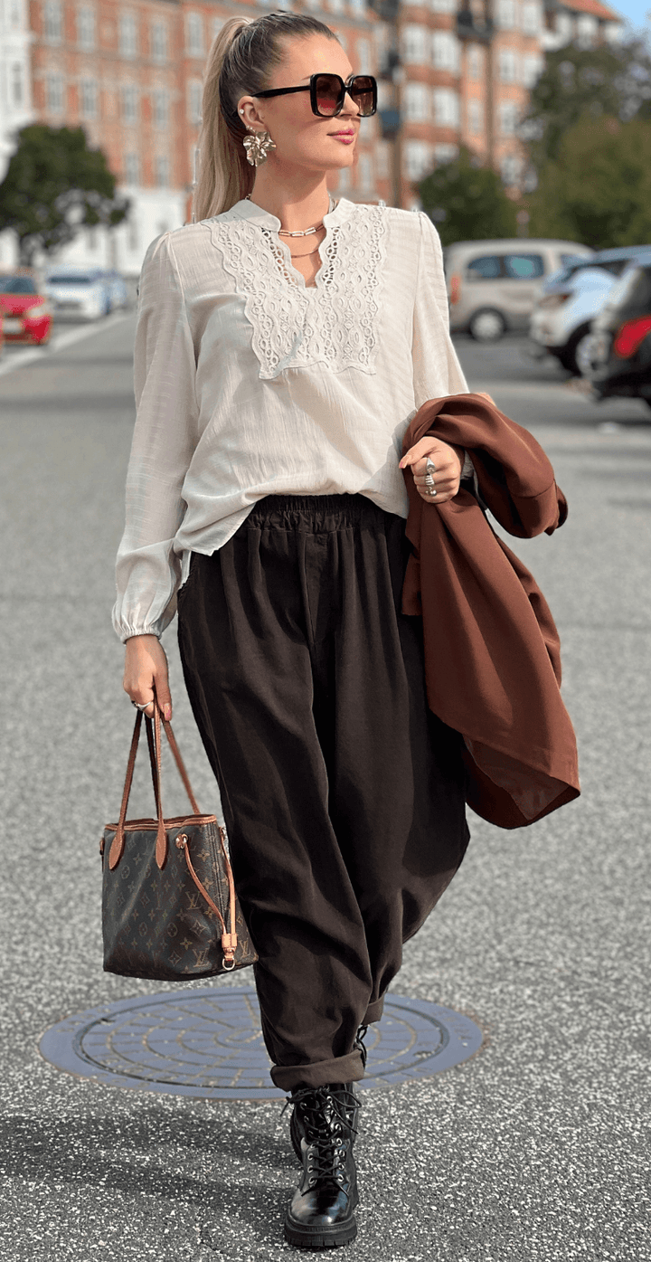 Senzy | Pantalon en Velours Côtelé Marron – Taille Élastique & Poches Pratiques