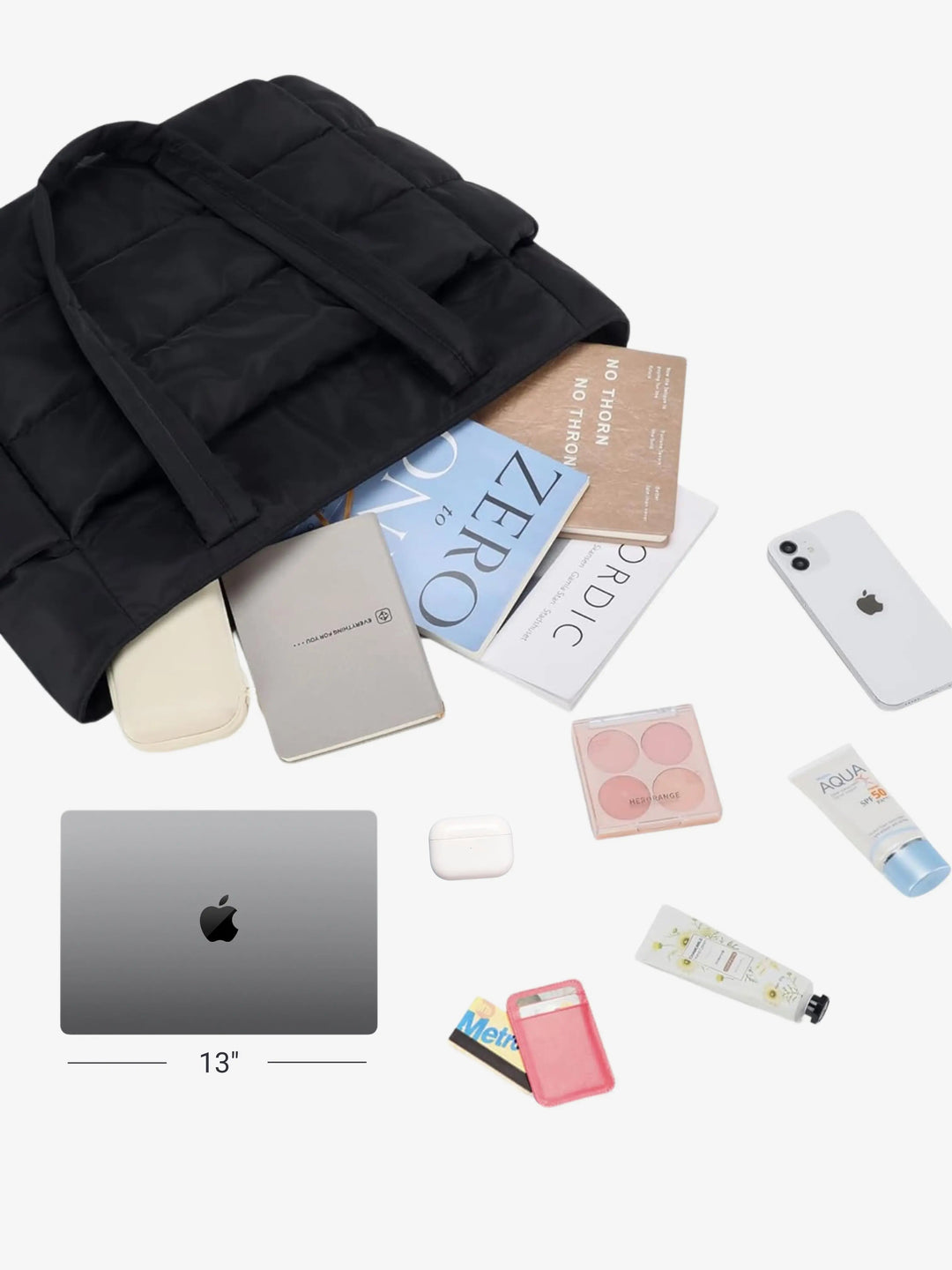 Lily | Sac fourre-tout matelassé avec poches latérales