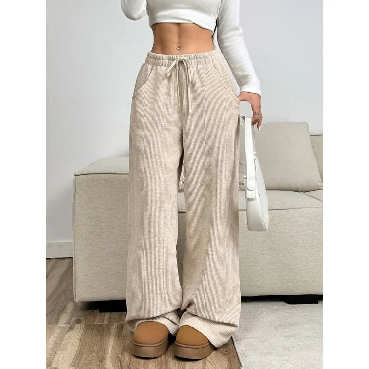 Pantalon en velours côtelé taille haute tendance pour femmes | Coupe décontractée
