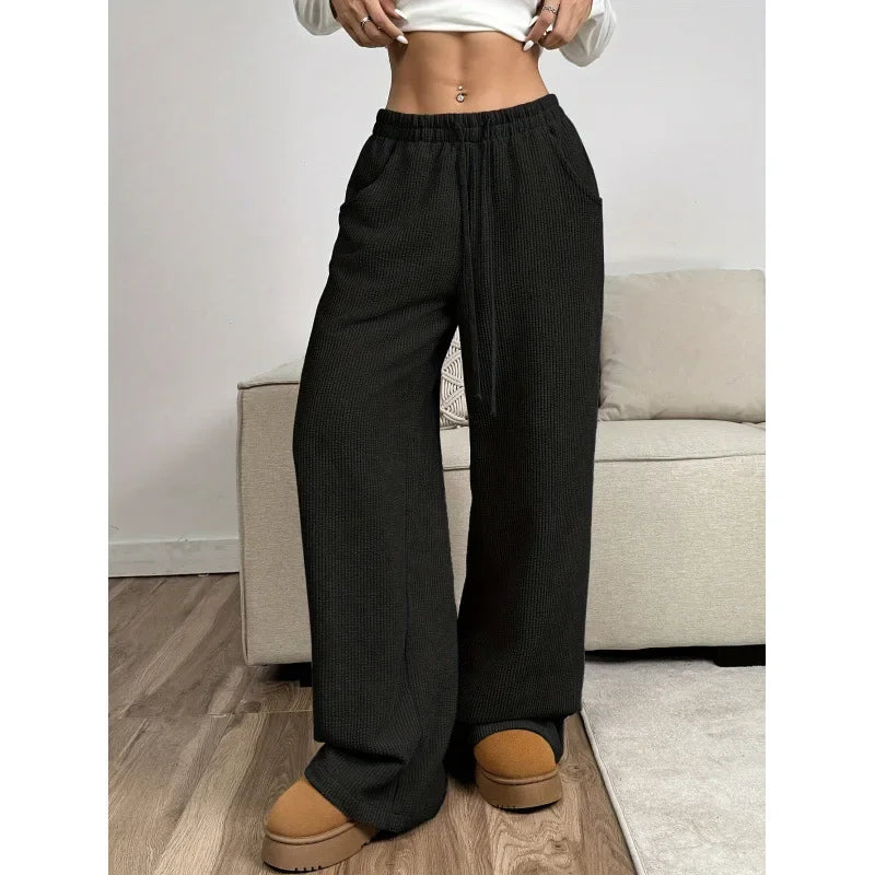 Pantalon en velours côtelé taille haute tendance pour femmes | Coupe décontractée