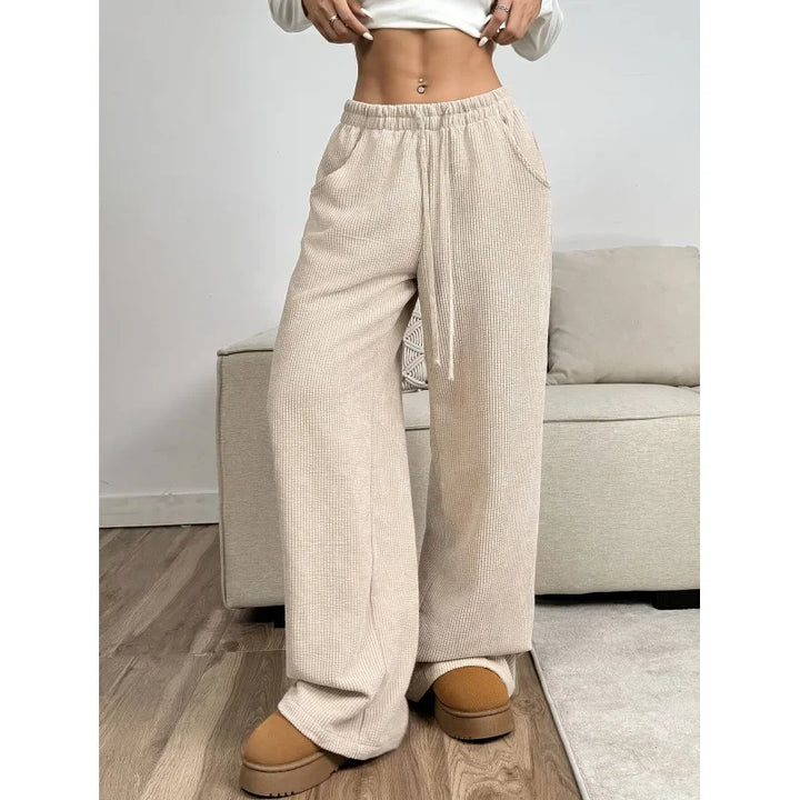 Pantalon en velours côtelé taille haute tendance pour femmes | Coupe décontractée