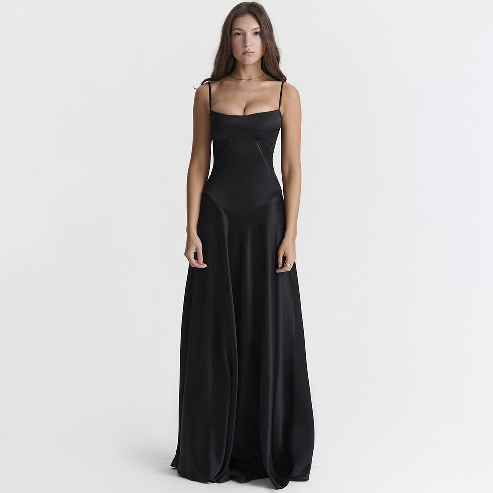 Olivia | Robe maxi en satin élégante avec lien dans le dos