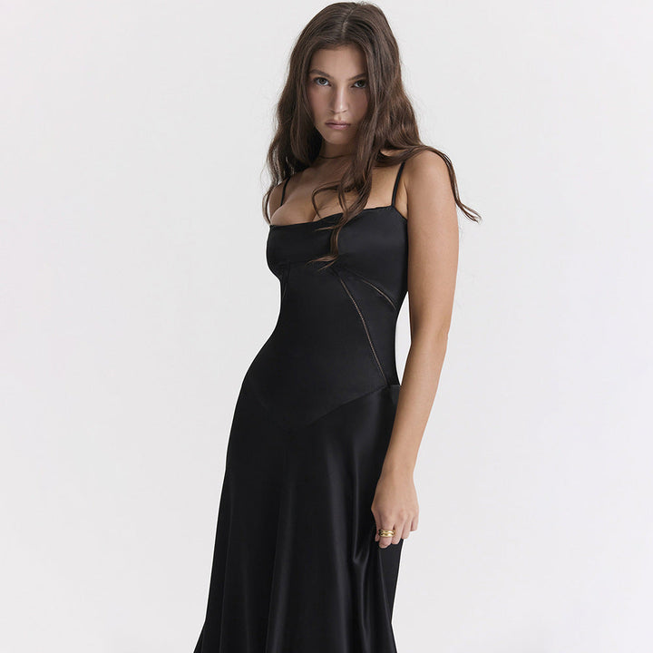 Olivia | Robe maxi en satin élégante avec lien dans le dos